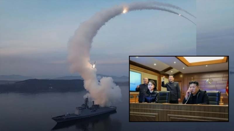 নতুন ডেস্ট্রয়ার থেকে ক্রুজ ক্ষেপণাস্ত্র হামলার তদারকি করলেন কিম জং উন