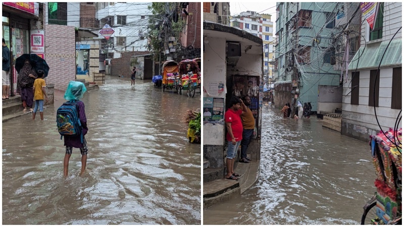 জলাবদ্ধতায় বিপর্যস্ত রাজধানী, বিভিন্ন স্কুলের পরীক্ষা স্থগিত
