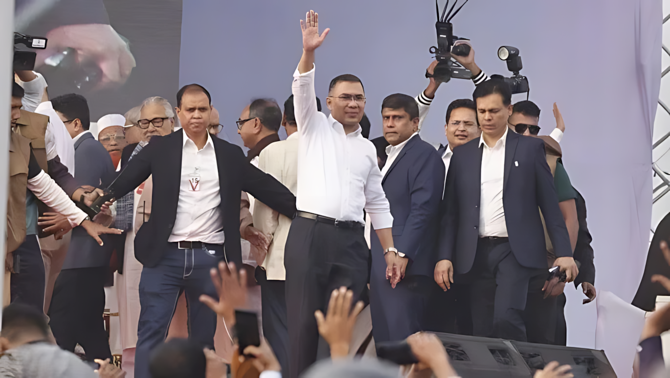 ঢাকার বাইরে প্রচারণার শেষ দিনে বরিশাল–ফরিদপুরে তারেক রহমান